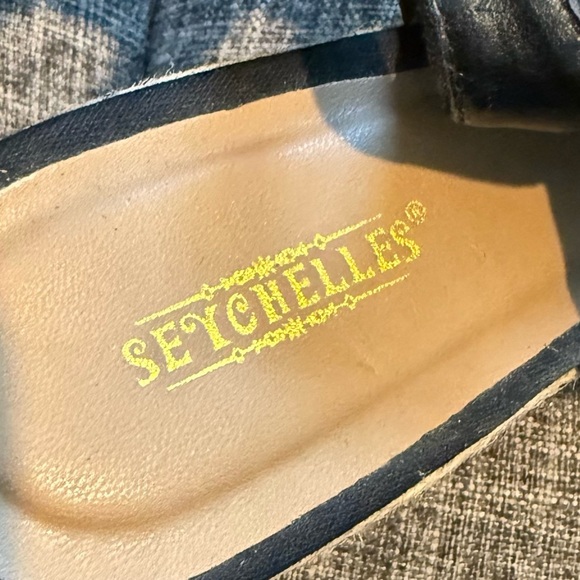 Seychelles Diamond Black Canvas Cork Wedge Slingback Sandals Size 8.5 - Picture 11 of 11